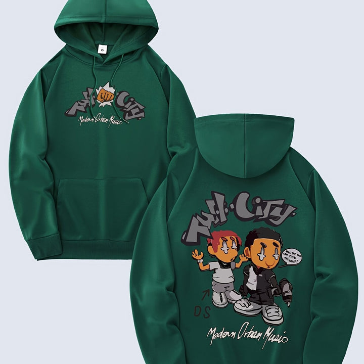 Kvinders hoodie med originalt tegneseriedesign og kunstnerisk tryk Skovae