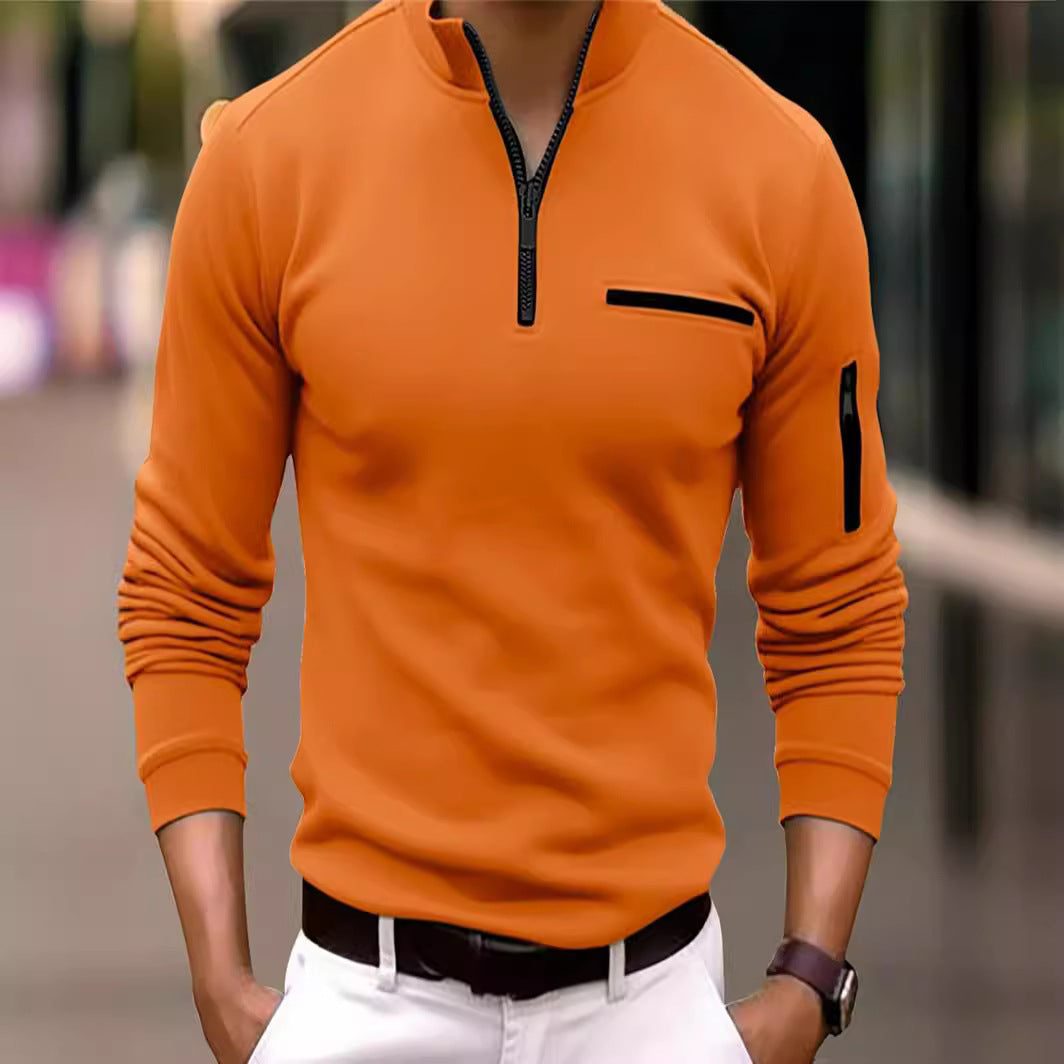 Herrer sweatshirt med moderne ståkrave og praktiske lynlåslommer Stilla