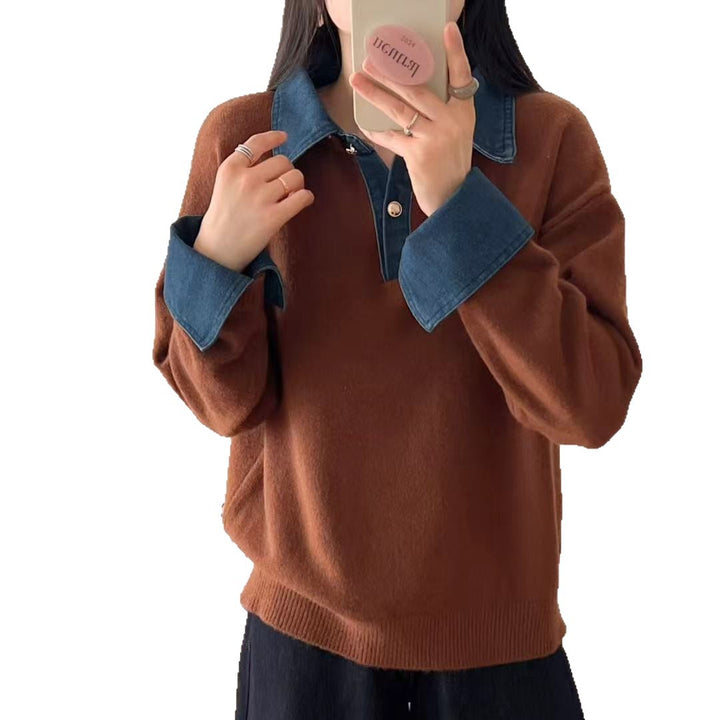 Kvinders hyggelige sweater med sporty krave Stilla