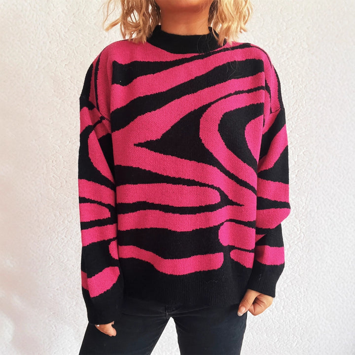 Kvindernes hyggelige oversized pullover med trendy zebra mønster Stilla