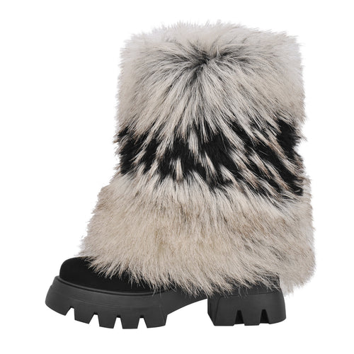 Femme med pelsfor Chunky Heel Støvletter Stilla