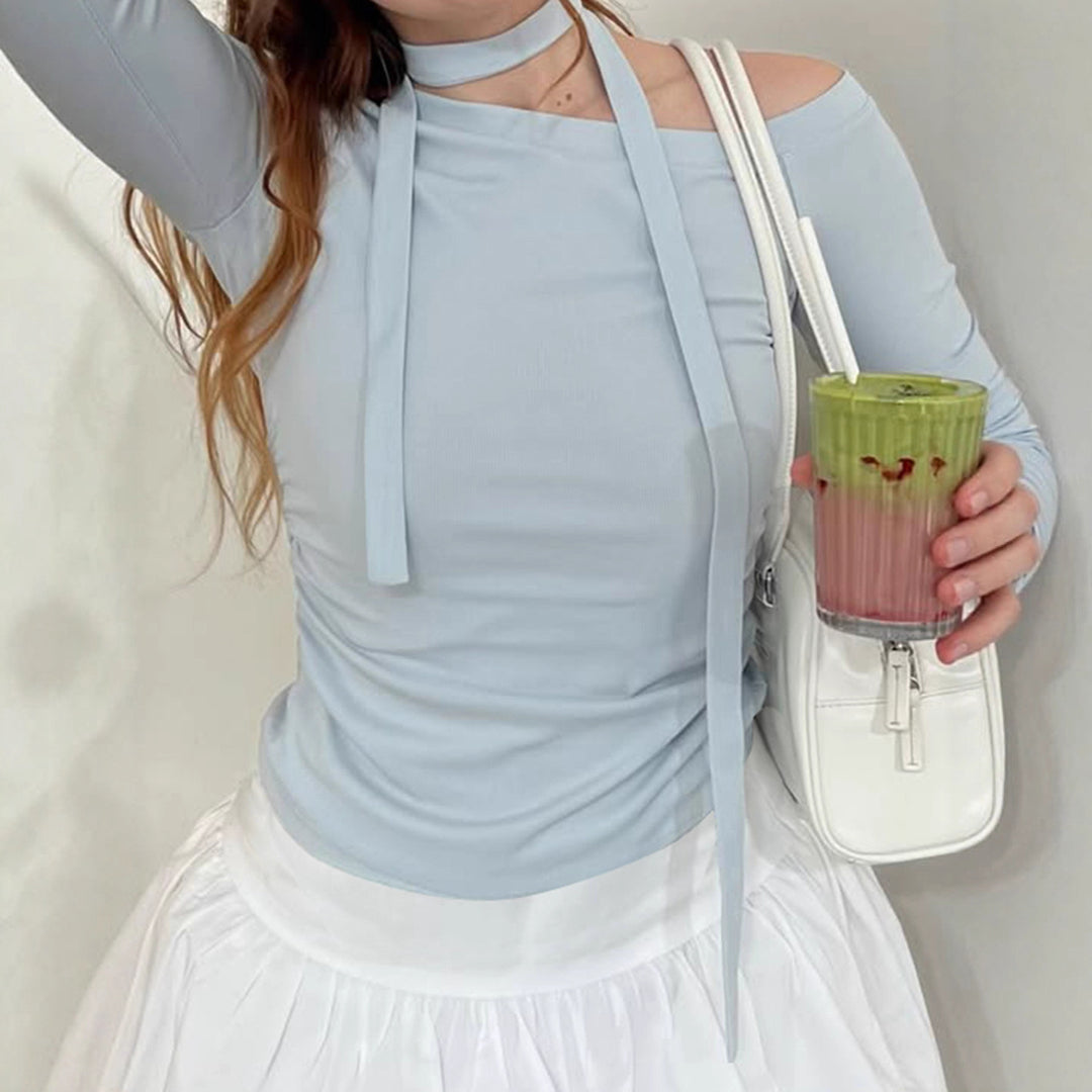 Dame Off-Shoulder Langærmet Top med justerbar hals Skovae