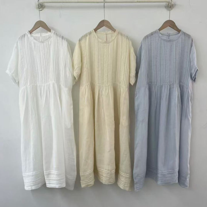 Femme Let Broderi A-linje Kjole Stilla
