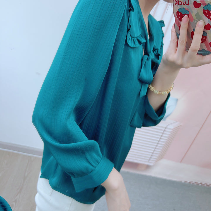 Damer Elegant Bluse med Ruffles detaljer og Sløjfe Stilla