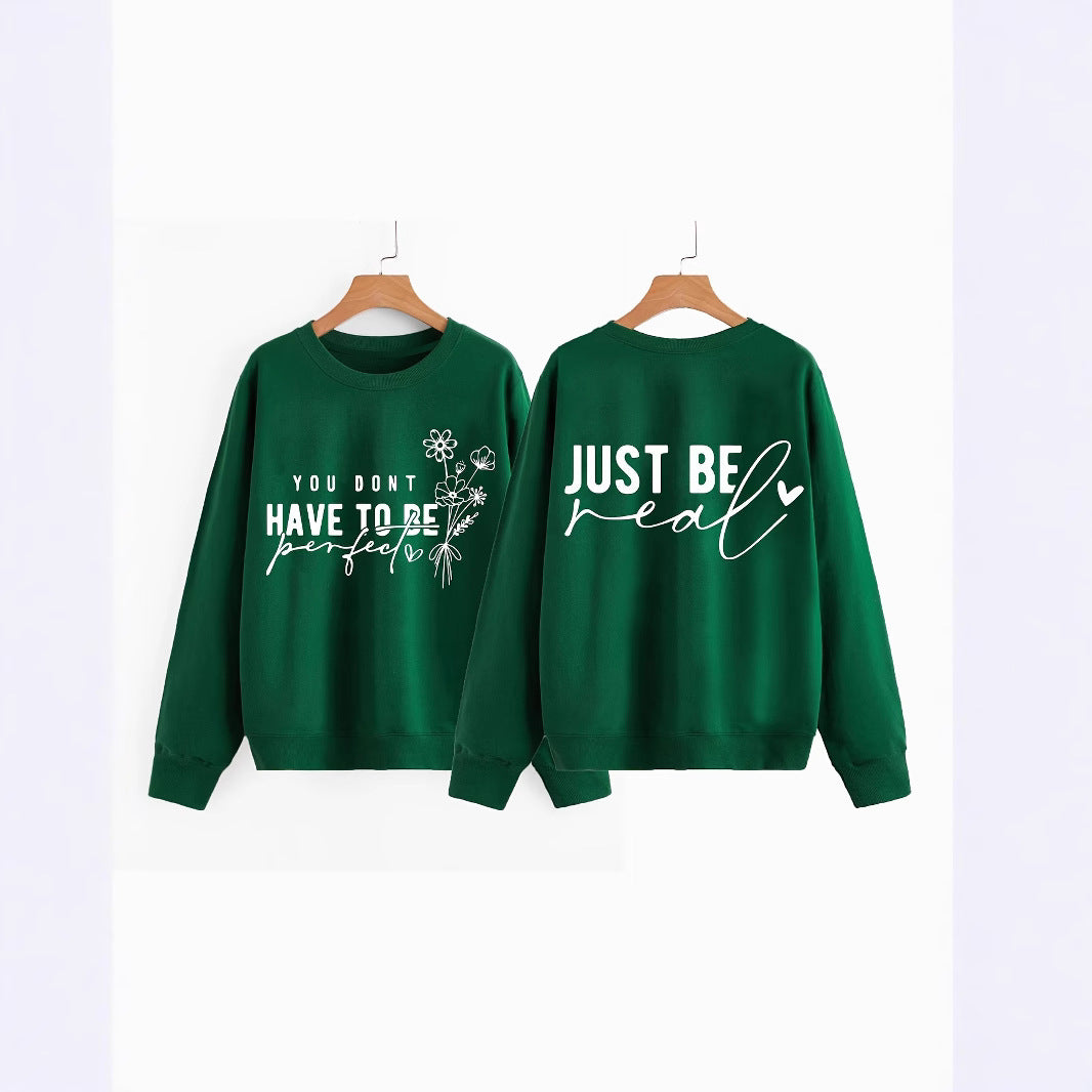 Kvinders afslappede sweater med inspirerende budskaber Stilla