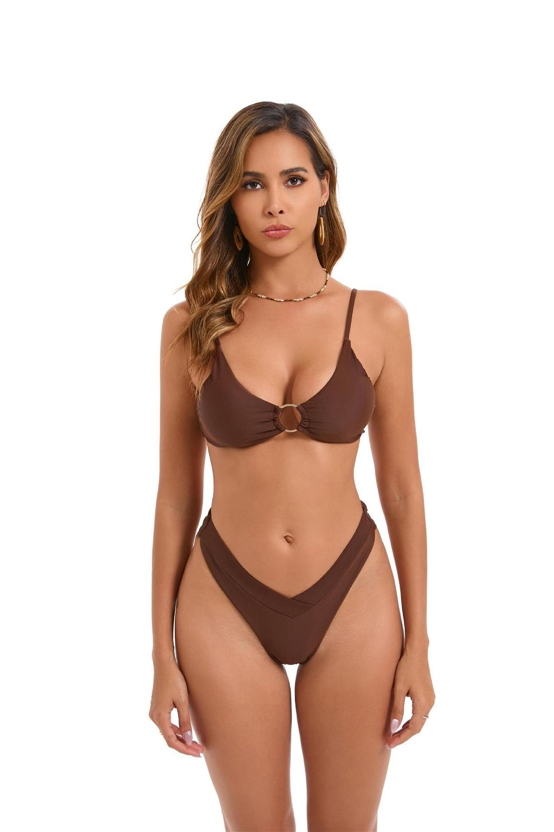 Dame Bikini-sæt med flot ringdetalje og moderigtig V-udskæring Stilla