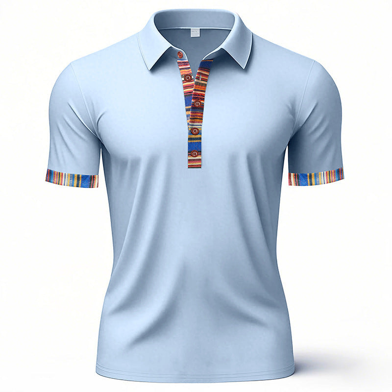 Herre polo shirt med farverig krave og ærmekant Stilla