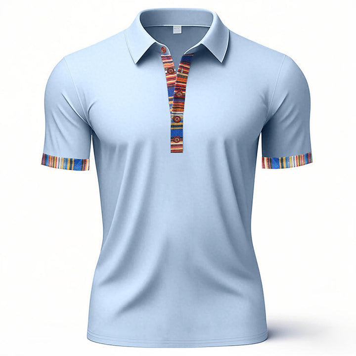 Herre polo shirt med farverig krave og ærmekant Stilla