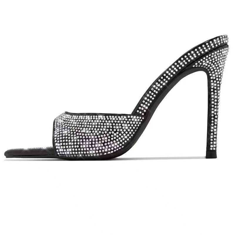 Femme Stiletto Mules med strassdekorationer  Stilla