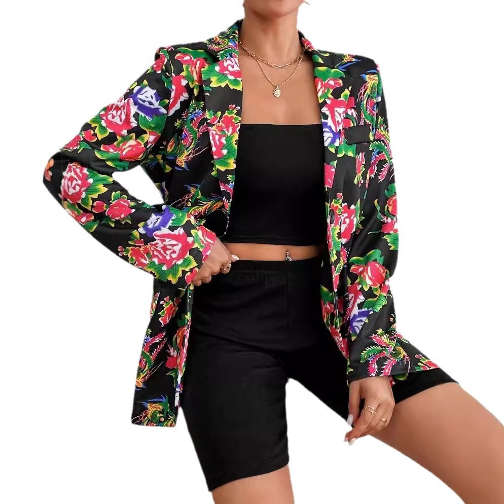 Dame blazer i blomsterdesign med elegant snit Stilla