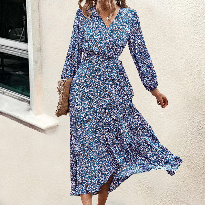 Dame Elegant Vavkjole med lang arm og flydende snit Stilla
