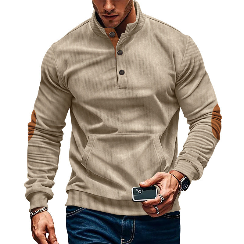 Herrer moderigtigt sweatshirt med knapliste og struktureret design Stilla