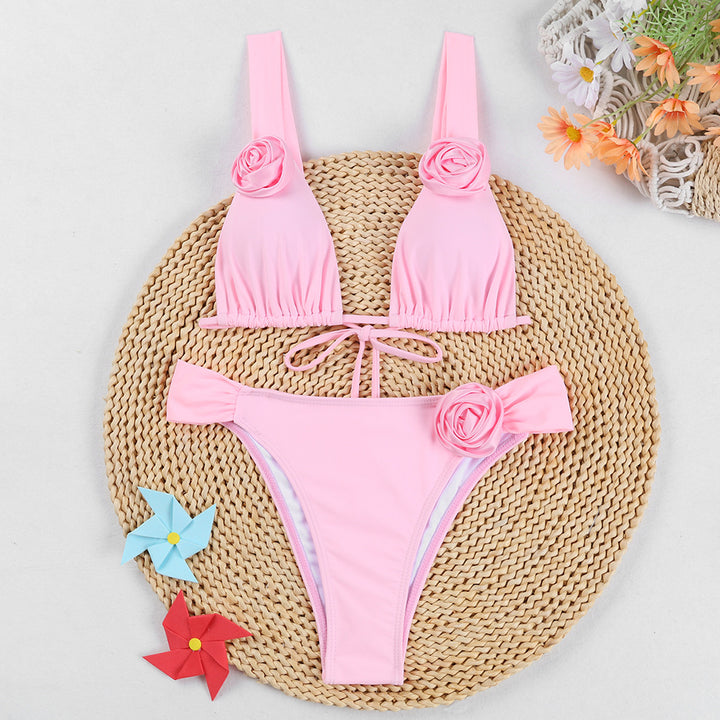 Dame Bikini-sæt med blomstret detalje og højt skåret trusse Stilla