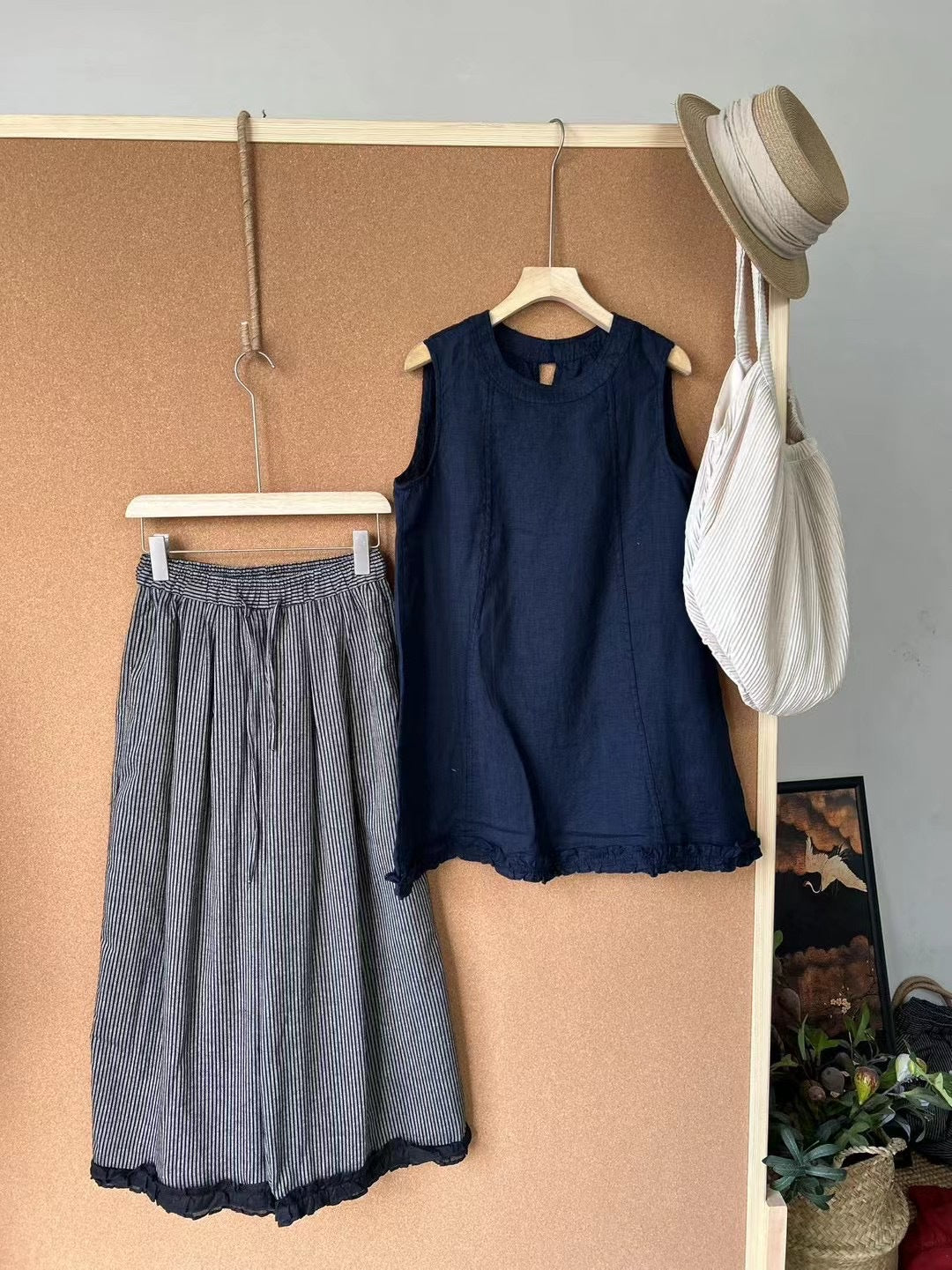 Femme Relaxed Fit Linned To-delt Sæt Stilla