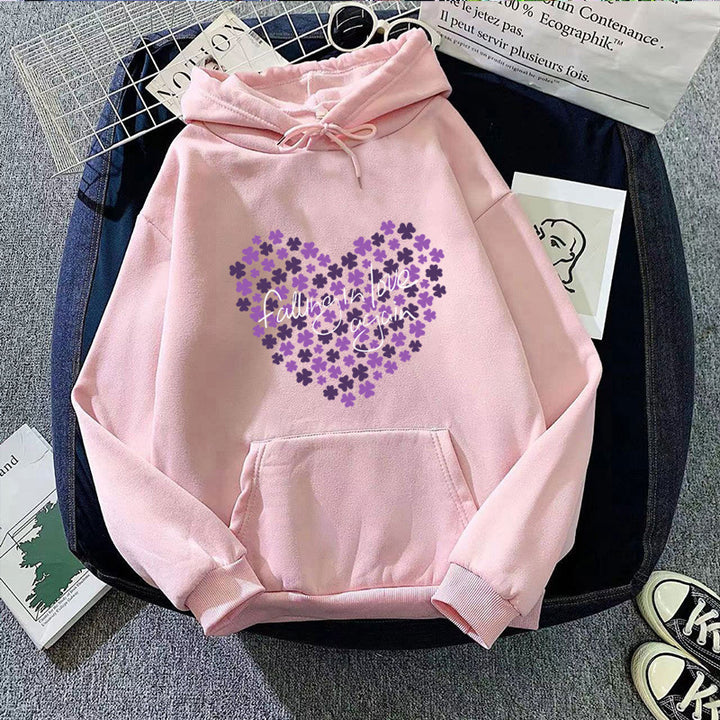 Kvinders hoodie med blomsterhjerte design Skovae