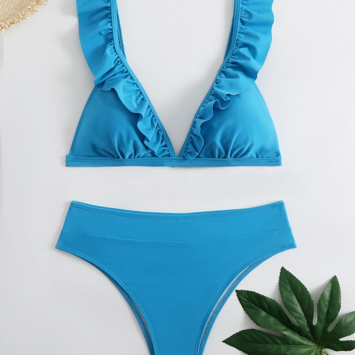 Dame Bikini top med trendy flæsedetaljer og høj benudskæring Stilla