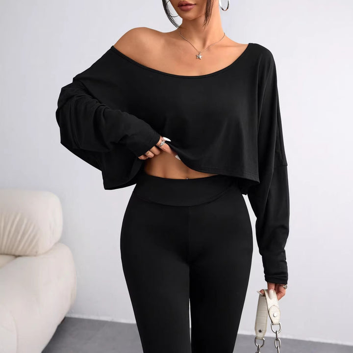 Dame Casual Crop-top med løs pasform og asymmetrisk udskæring Skovae
