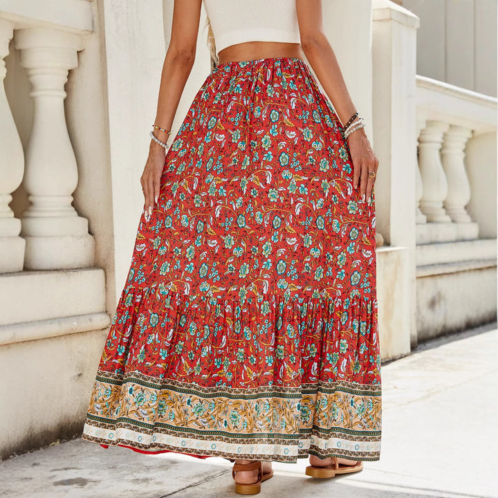Damer Bohemian Blomstret Print Maxi Nederdel Stilla
