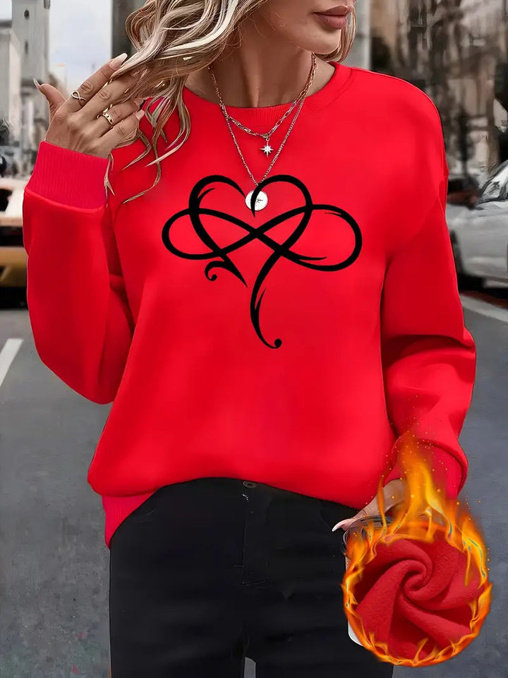 Kvinders sweatshirt med kreativt hjerte design og afslappet pasform Stilla