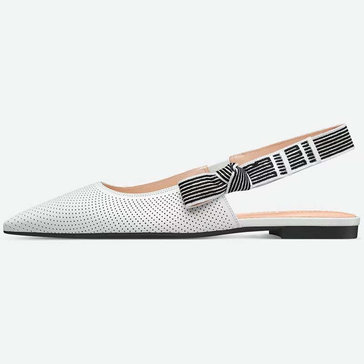 Femme Perforerede Slingback-Flats med stribet slipsdetail Stilla