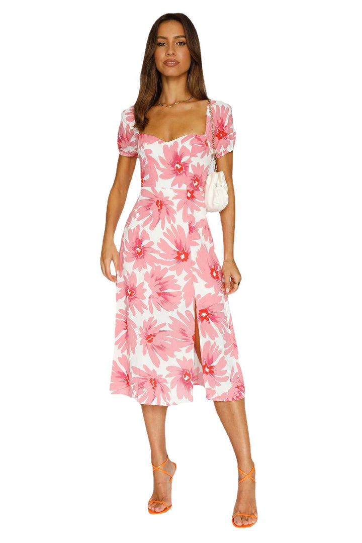 Dame Floral Print Fit and Flare Midi Kjole Stilla