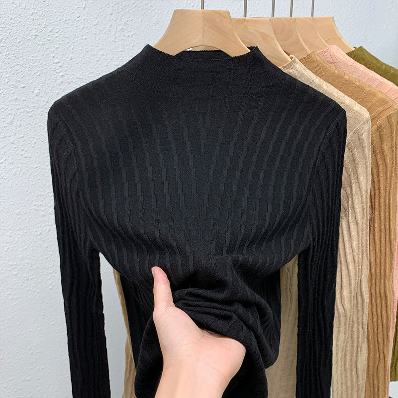 Dame Rullekrave sweater med fin ribstruktur og figurformende snit Stilla