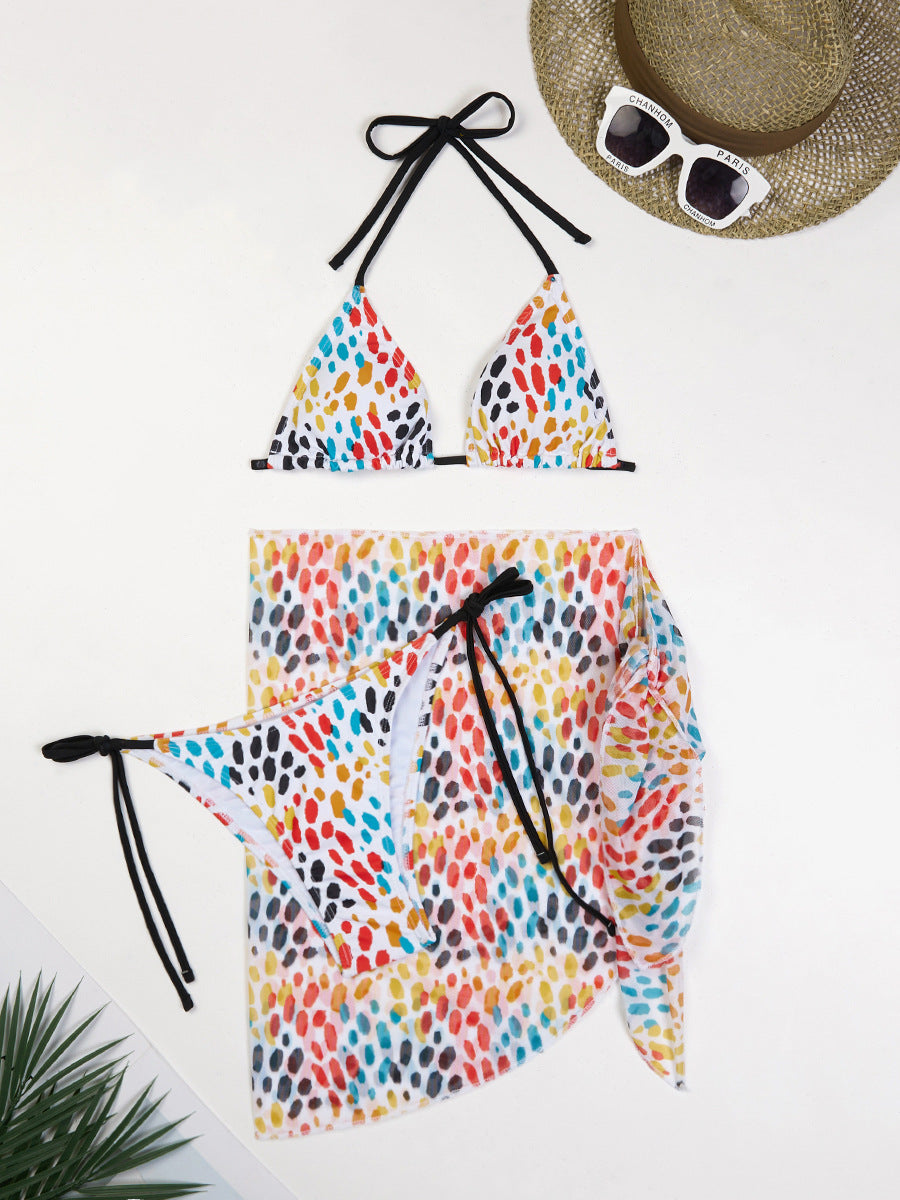 Dame Triangle Bikini Sæt med gennemsigtigt Cover-Up Stilla