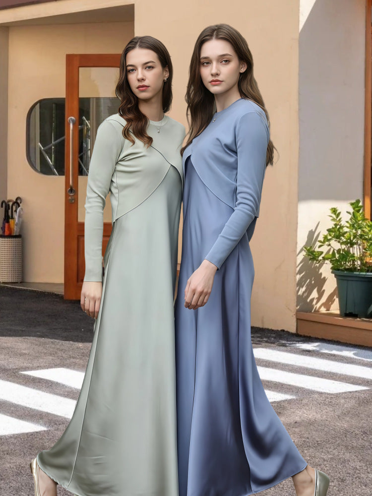 Dame maxikjole med asymmetrisk snit og elegant draperingsdesign Stilla