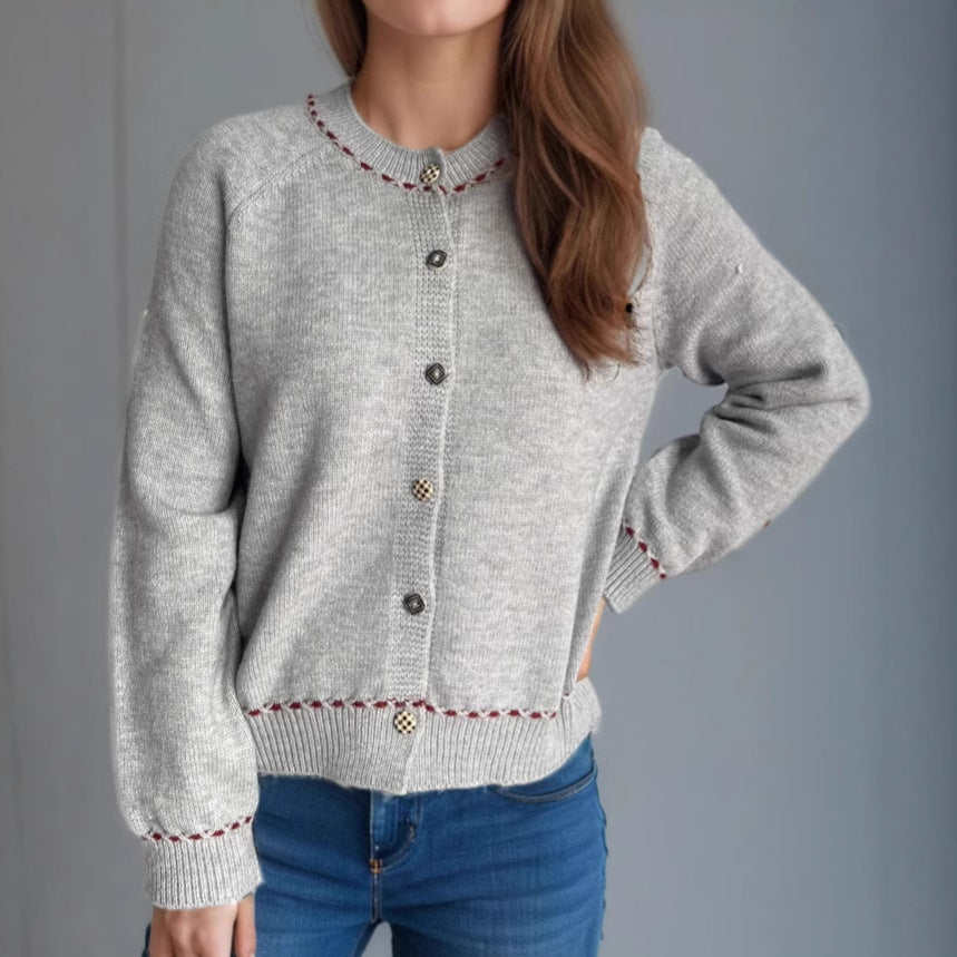 Damer hyggelig cardigan med dekorative knapper Stilla