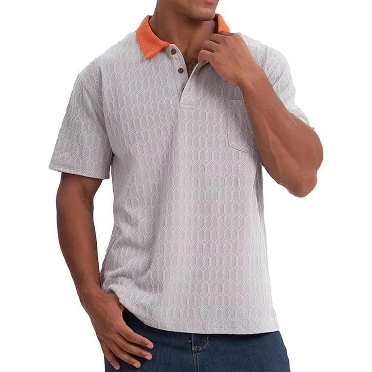 Herre polo T-shirt med struktureret mønster og kontrasterende krave Stilla