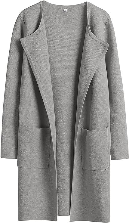 Dame Oversized Strikjakke med åbne front og praktiske lommer Stilla