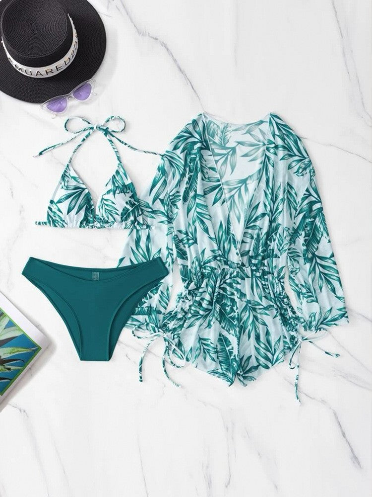 Dame Tropical Print Badedragt Sæt Stilla