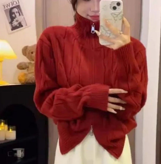 Dame Fashionable Chunky Strik Sweater med Høj Krave Stilla