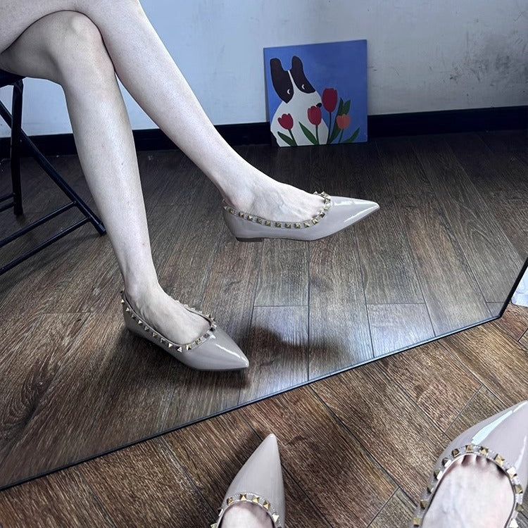 Kvinder Ballerinas med spids tå og nitter kant Stilla
