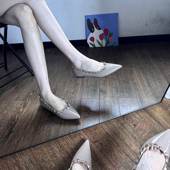 Kvinder Ballerinas med spids tå og nitter kant Stilla