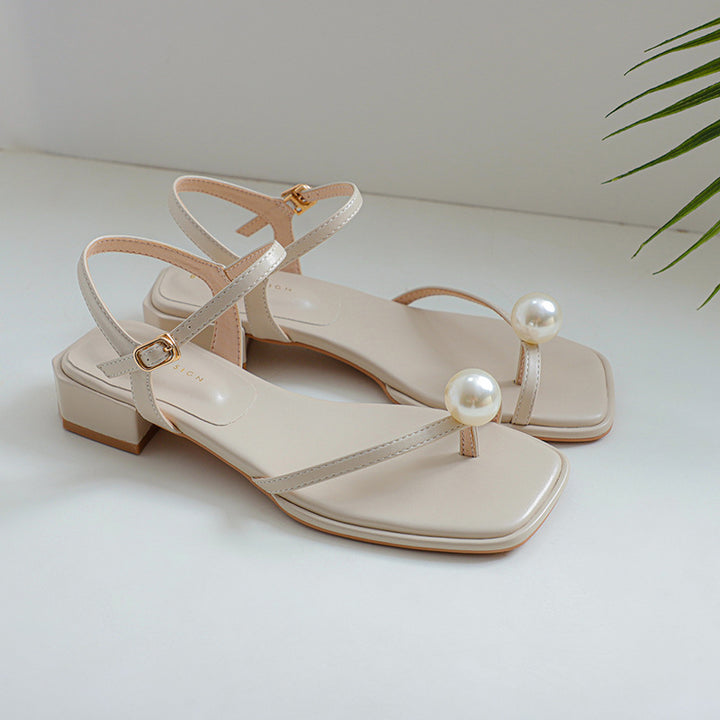 Femme Elegante Perle-prydede Slingback Sandaler Stilla
