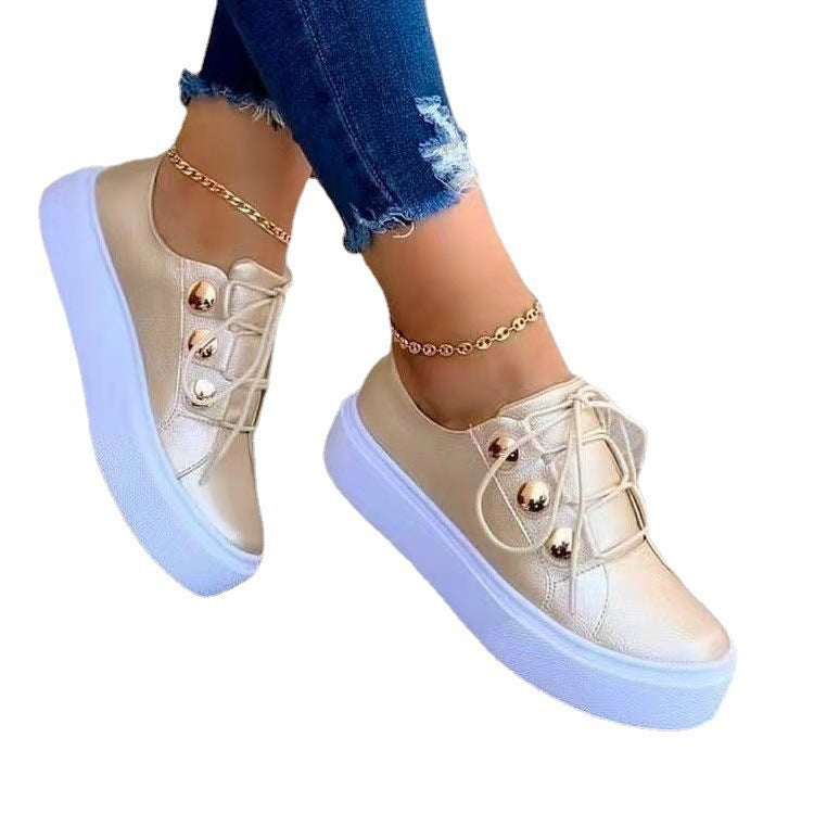 Dame mode Plateau-sneakers med funklende detaljer og åndbart overmateriale Stilla