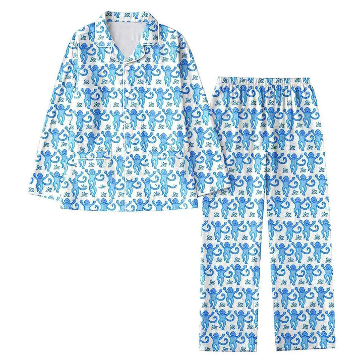 Dame bomulds-pyjamasæt med sjovt abe-motiv Stilla