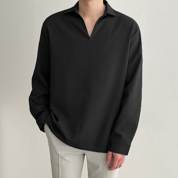 Dame Elegant Langærmet Bluse med moderne V-Udskæring og struktureret Overflade Stilla