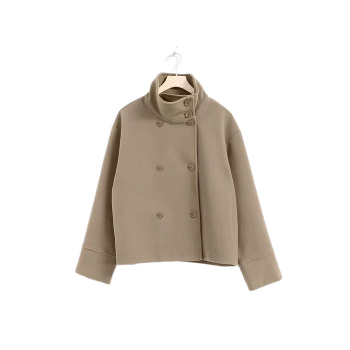 Damesmode Cropped Jakke med Høj Krave og Dobbelt Knaplås Stilla