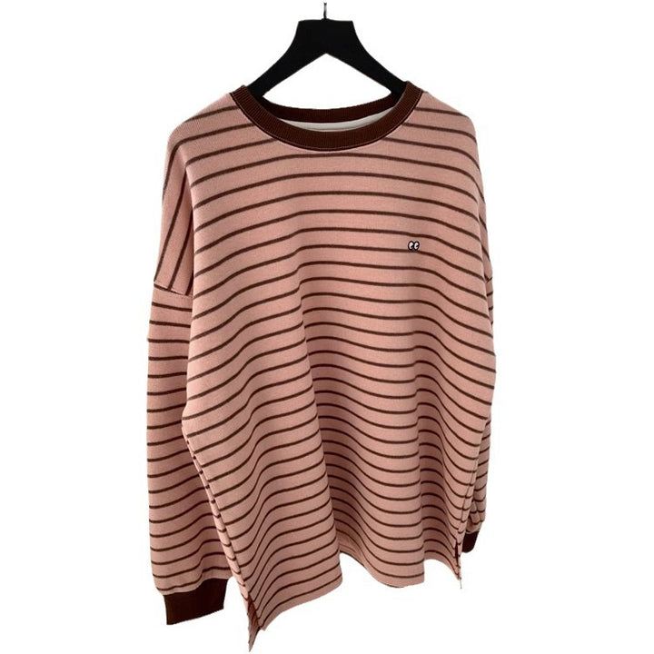 Femme Cropped Stribet Pullover med Overdimensionerede Ærmer Stilla