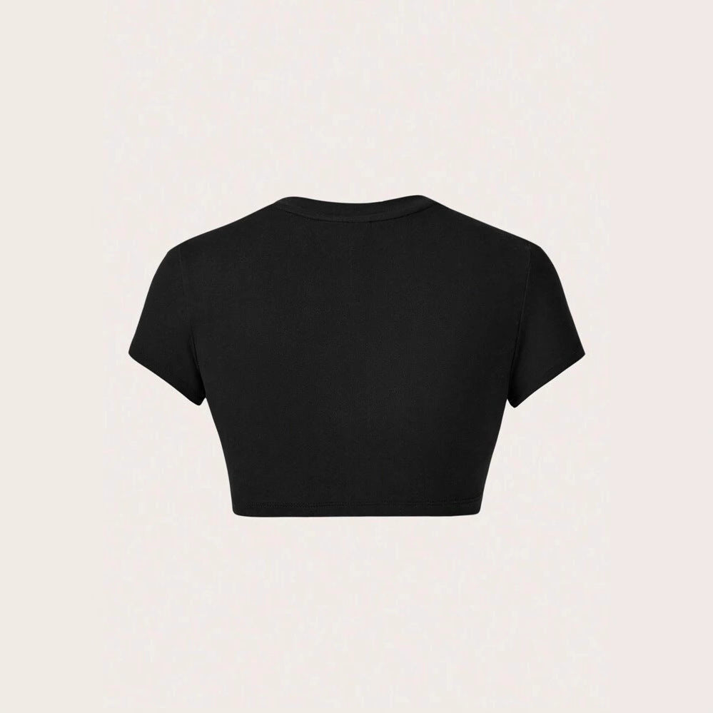 Damer Crop-T-shirt med kreativt uforglemmeligt statement Skovae
