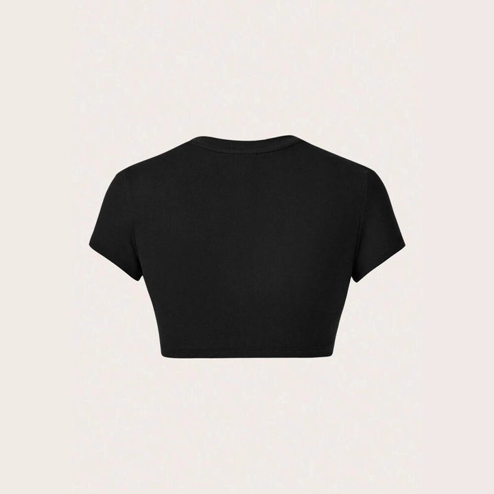 Damer Crop-T-shirt med kreativt uforglemmeligt statement Skovae