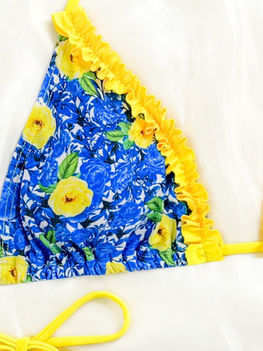 Dame Triangel-Bikini med legende volangdesign og blomstermønster Stilla