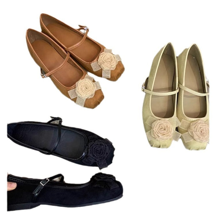 Damer floral dekorerede Mary Jane Ballerinas Stilla