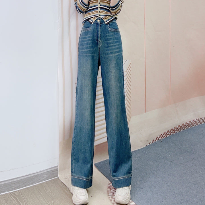 Dame Løse Høj Talje Jeans med afslappet snit og markant design Stilla