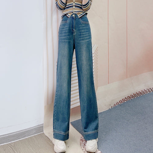 Dame Løse Høj Talje Jeans med afslappet snit og markant design Stilla