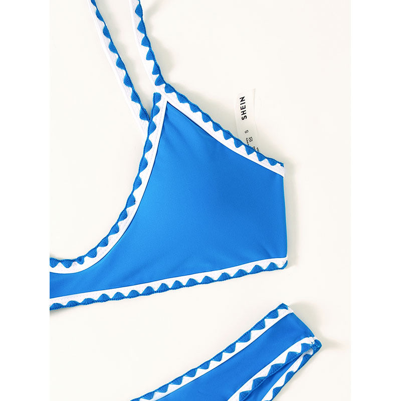 Dame Bikini-sæt med raffineret geometrisk skæring og justerbare stropper Skovae