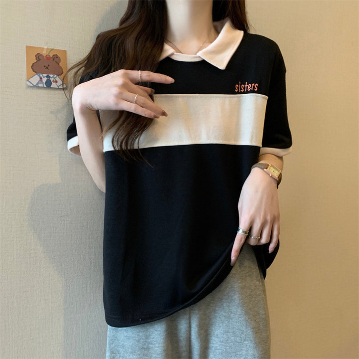 Dame Casual Polo T-shirt med kontraststriber Stilla