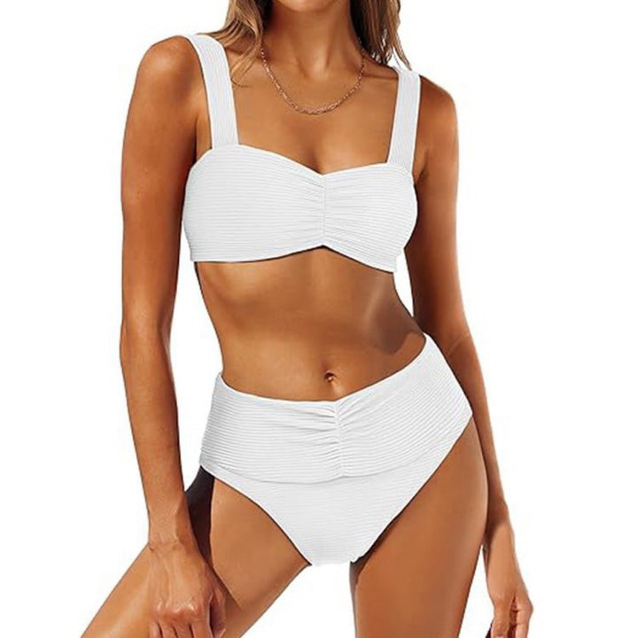 Dame Bikini-sæt med høj talje og moderne flæsedesign Stilla